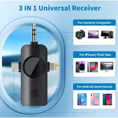 GENER - Micrófono TX Inalámbrico Lavalier 3 en 1 para iPhone, Android, PC y Cámara – Cancelación de Ruido DSP