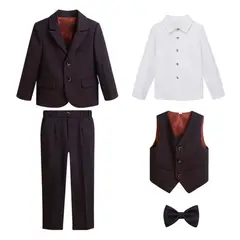 DANK - Traje de Niño 5 Piezas Color Vino