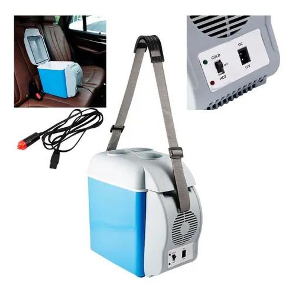 GENERICO - Refrigerador portátil compacto de 7.5 litros para automóvil con función de enfri