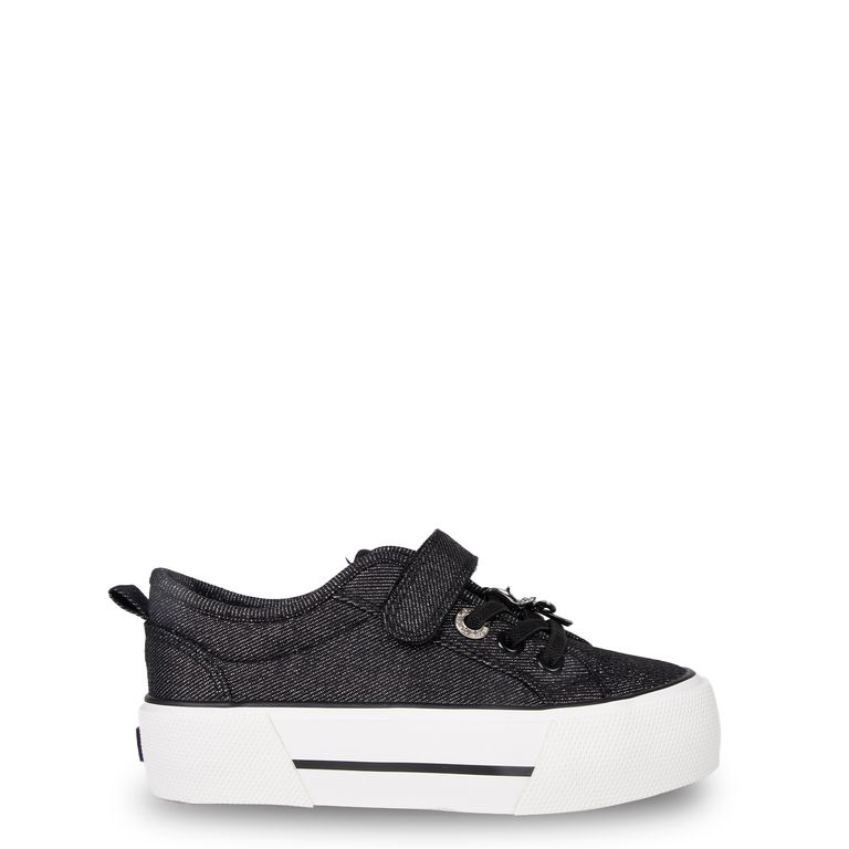 Zapatilla Niña de Lona con Charm y Brillos Negro