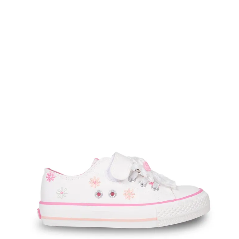 Zapatilla Niña de Lona Floral Blanco