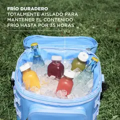GENERICO - Nevera portátil para 24 latas con diseño compacto y color celeste