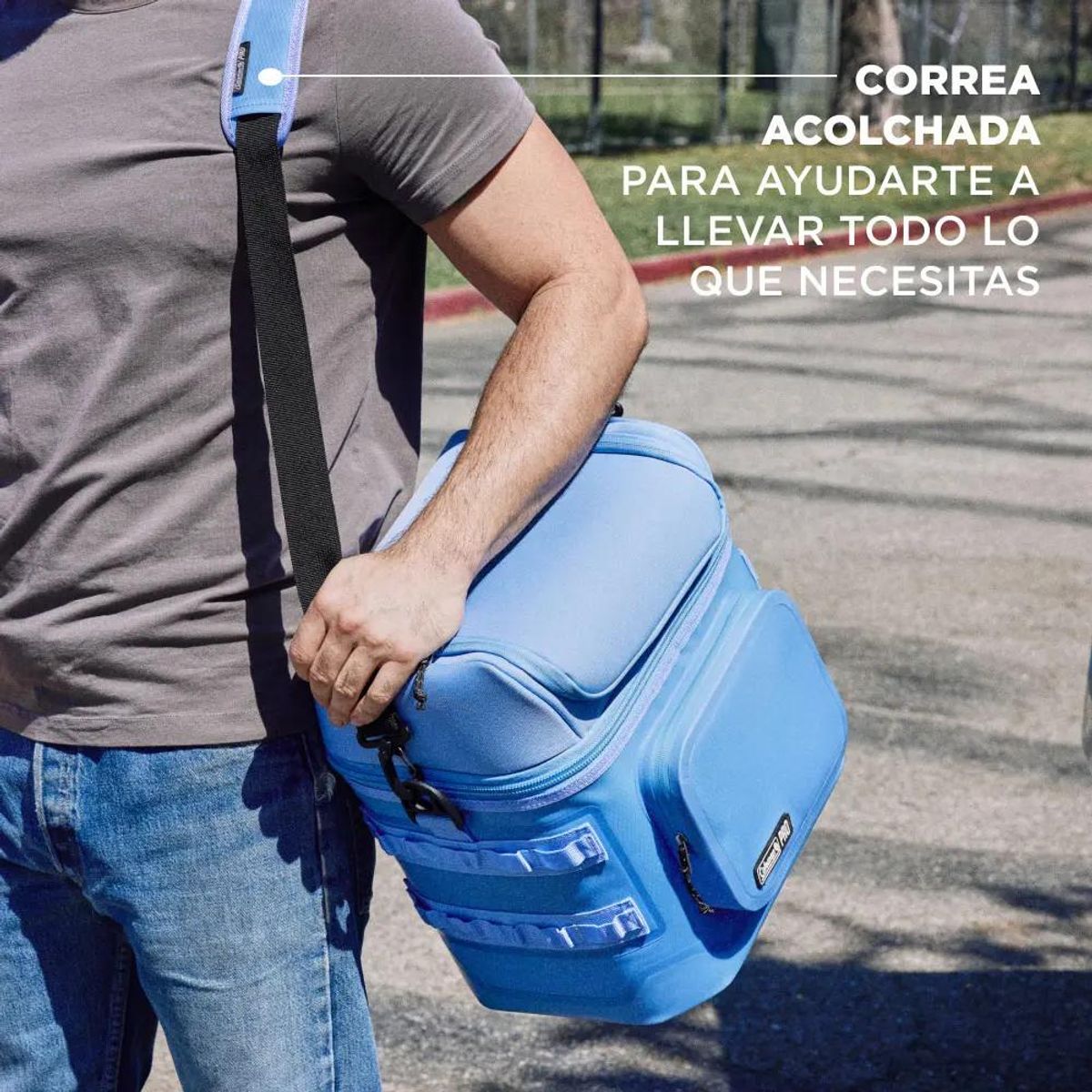 GENERICO - Nevera portátil para 24 latas con diseño compacto y color celeste