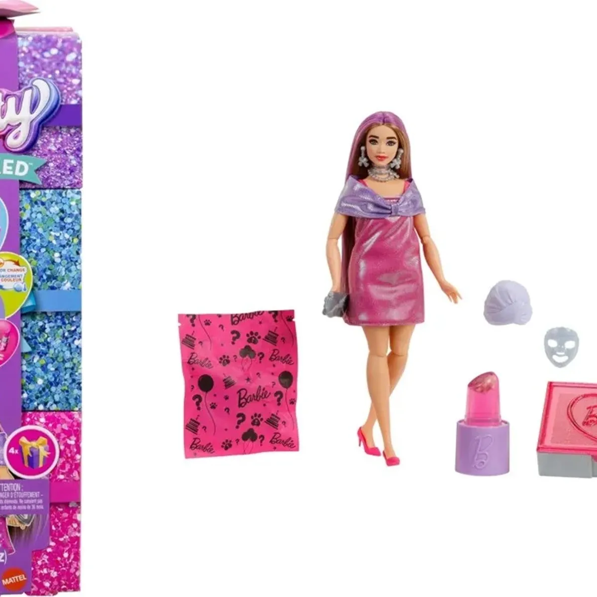 MATTEL - Barbie Party Unboxed Glam Pink Rosa Sorpresa Color Change