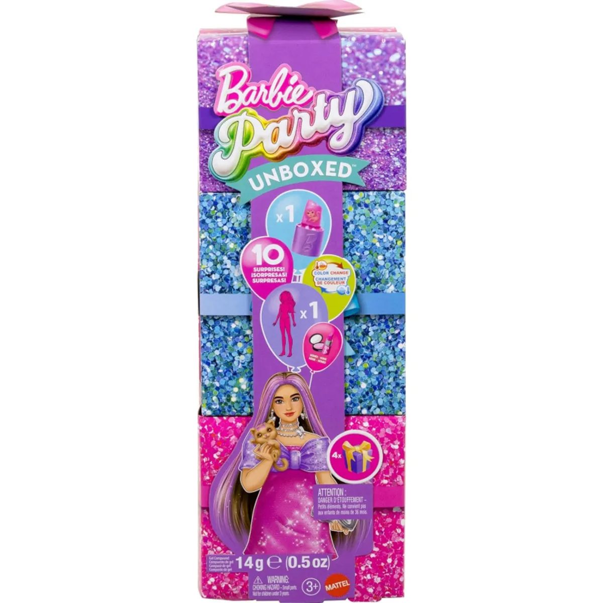 MATTEL - Barbie Party Unboxed Glam Pink Rosa Sorpresa Color Change