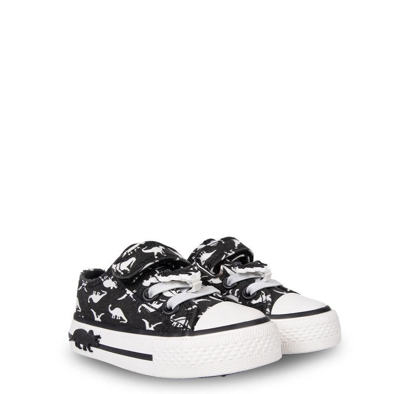 Zapatilla Bebé Niño de Lona con Dinosaurios Negro