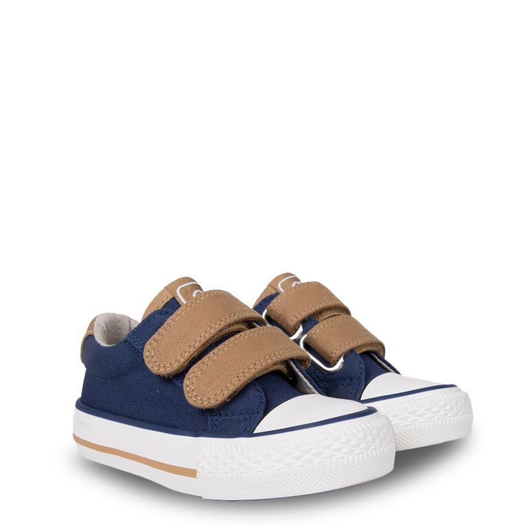 Zapatilla Bebé Niño de Lona Doble Velcro Azul Marino