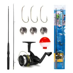 GENERICO - Set completo para pesca con caña, carrete, flotadores y anzuelos