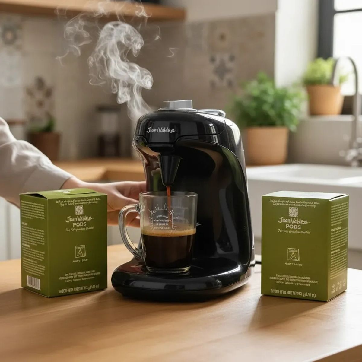 JUAN VALDEZ - Set Cafetera Juan Valdez Para Pods Con 24 Pods Juan Valdez