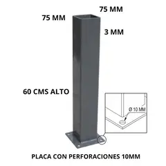 GENERICO - BOLARDO METALICO CUADRADO 75 × 75 × 600 mm - ACERO ESTRUCTURAL CON BASE PARA ANCLAJE