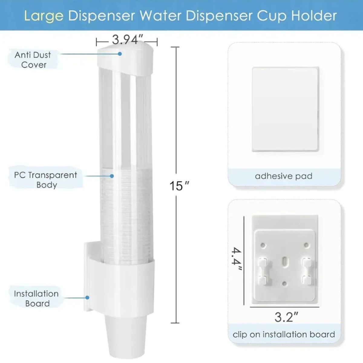 GENERICO - Porta Dispensador De Vasos De Papel para 80 Vasos Desechables