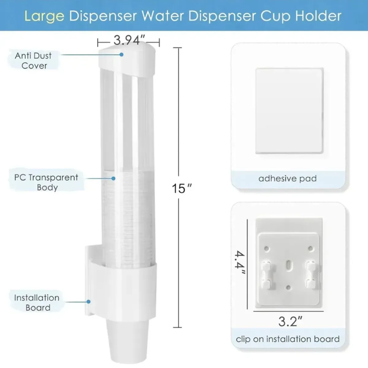GENERICO - Dispensador De Vasos De Papel capacidad para 80 Vasos Desechables