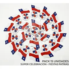 TASBEL - Pack 20 Unidades Remolino Chileno 58 cm Fiestas Patrias Decoracion