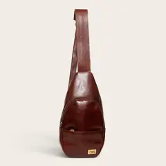 OLKI - Bandolera Sling Bag de Cuero Natural Cunco - Castaño