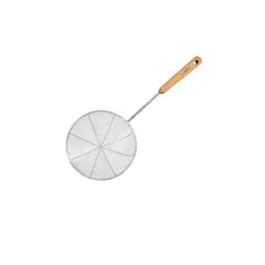 GENERICO - Colador de Araña De Acero Inoxidable Con Mango De Madera 18cm