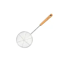 GENERICO - Colador de Araña De Acero Inoxidable Con Mango De Madera 14cm