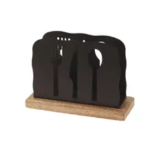GENERICO - Servilletero de Mesa Metálico Negro Cubiertos 13.5cm