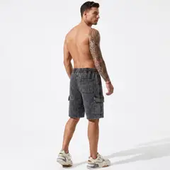 D'JOE - Short Cargo Ancho Acid Wash Hombre