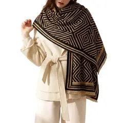 NICOLETTA - Maxi Bufanda Greca Bicolor Beige