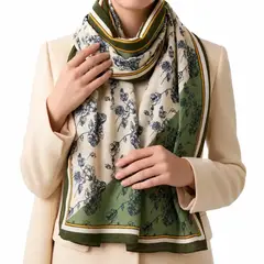 NICOLETTA - Pañuelo Estampado Beige-Verde