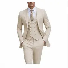 XPRESS RECHARGE - Traje Beige Hombre 3 Piezas slim fit – Elegante para Novio y Matrimonio