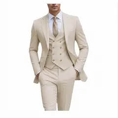 XPRESS RECHARGE - Traje Beige Hombre 3 Piezas slim fit – Elegante para Novio y Matrimonio