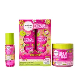 SALON LINE - Pack Xêrosa Vipes Pop Shampoo + Acondicionador + Gelatina + Óleo Capilar
