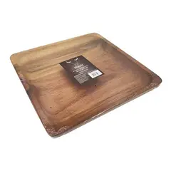 WAYU - Plato Aperitivo Talla L 20x20x2,7cm Asado Parrilla Bbq Marrón (madera) Compartimiento