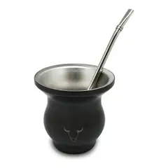 WAYU - Mate Acero Inoxidable Con Bombilla Colores 230ml Negro