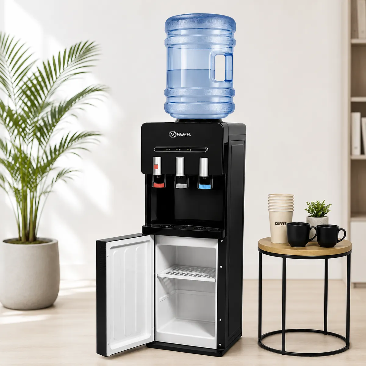 DALI - Dispensador de Agua Bidón Superior Fría, Caliente y Natural 3 Llaves Negro
