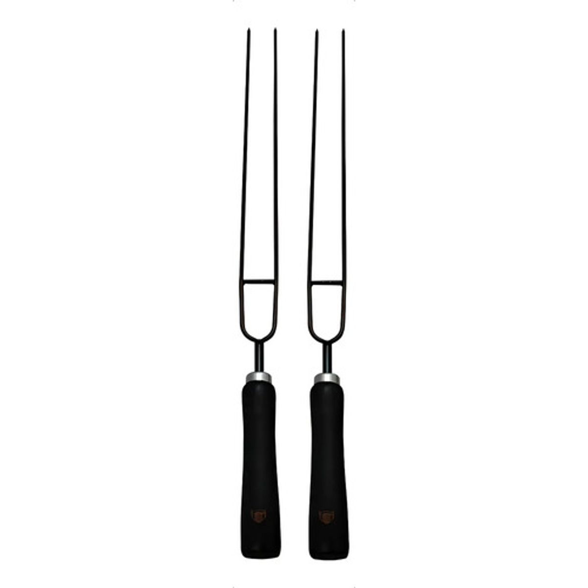 BLACK BULL - Set 2 Anticuchos Dobles Black Bull Acero Pintado Mango Madera Parrilla