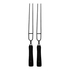 BLACK BULL - Set 2 Anticuchos Dobles Acero Pintado Mango Madera Parrilla