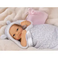 BESTOYS - Muñeca Realista 40 Cm Cuerpo 100% Vinilo Con Mantita Chupete