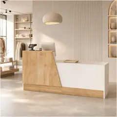 HOMER DESIGN - Escritorio Caja Registradora Mueble Para Recepción 160cm Marrónblanco