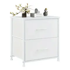 XINEST - Cómoda Auxiliar 2 Cajones, Mesa De Noche Para Dormitorio