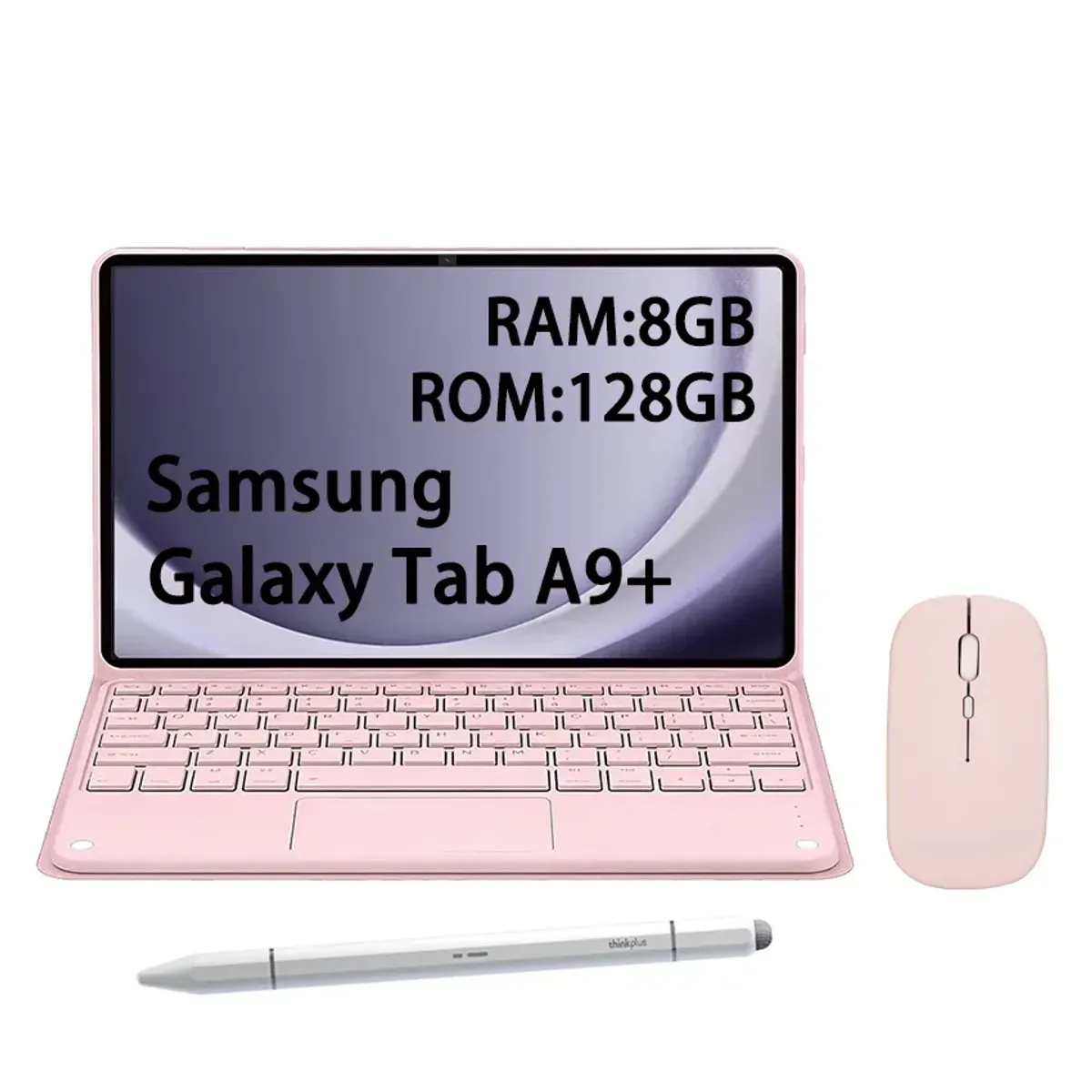 SAMSUNG - Tablet Samsung Galaxy Tab A9+ WIFI 8GB+128GB Gris+Teclado Rosa+Lápiz+Mouse