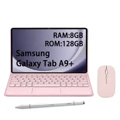 SAMSUNG - Tablet Galaxy Tab A9+ WIFI 8GB+128GB Gris+Teclado Rosa+Lápiz+Mouse