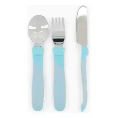 GENERICO - Set De Cubiertos Infantiles Azul Acero Inoxidable Twistshake