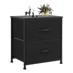 XINEST - Cómoda Auxiliar 2 Cajones, Mesa De Noche Para Dormitorio