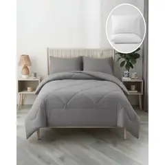 MYLHOGAR - Super Pack Cama Super King Plumón Nórdico Extra Suave + Juego de Sábanas + 2 Almohadas y Fundas Toda Temporada