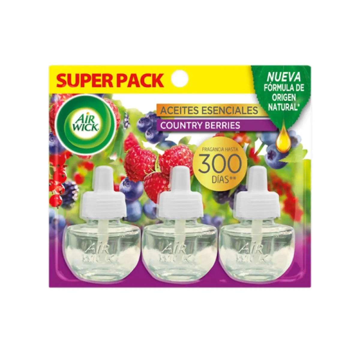 AIRWICK - Recarga Airwick Eléctrico 21ml Pack 3 Unidades Berries