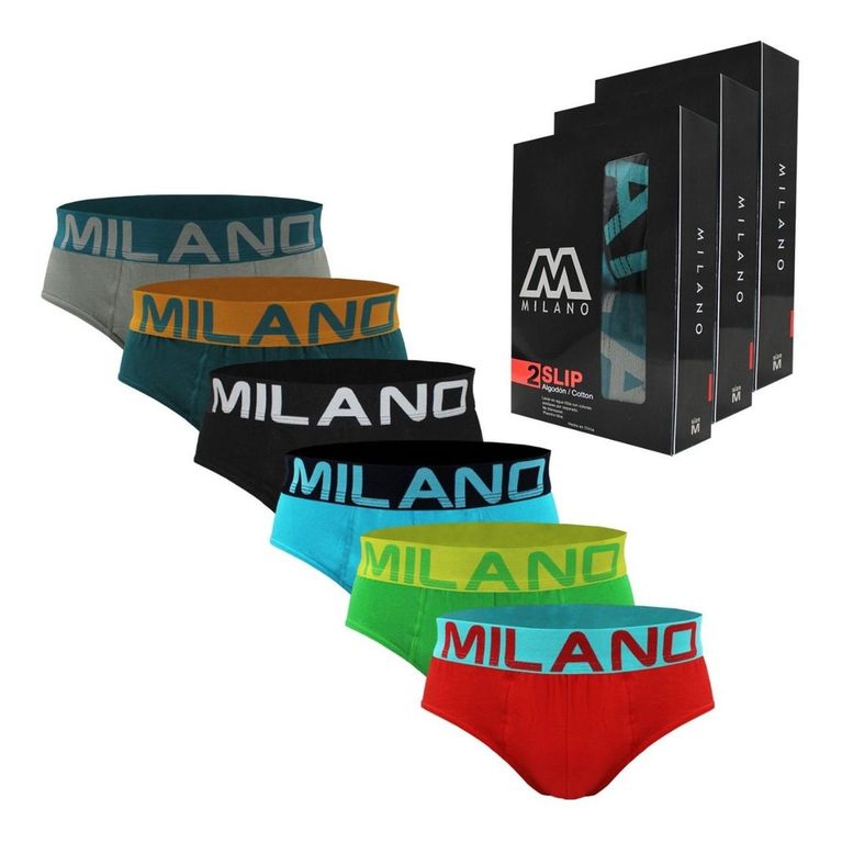 Slip Calzoncillo Algodon Milano 6 Pack Multicolor M