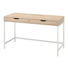 IKEA - Escritorio ALEX, blanco/efecto roble, 132x58 cm