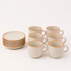 HALLEN - Juego de 12Pzs Tazas Té + Platos 350ml Beige Aryna