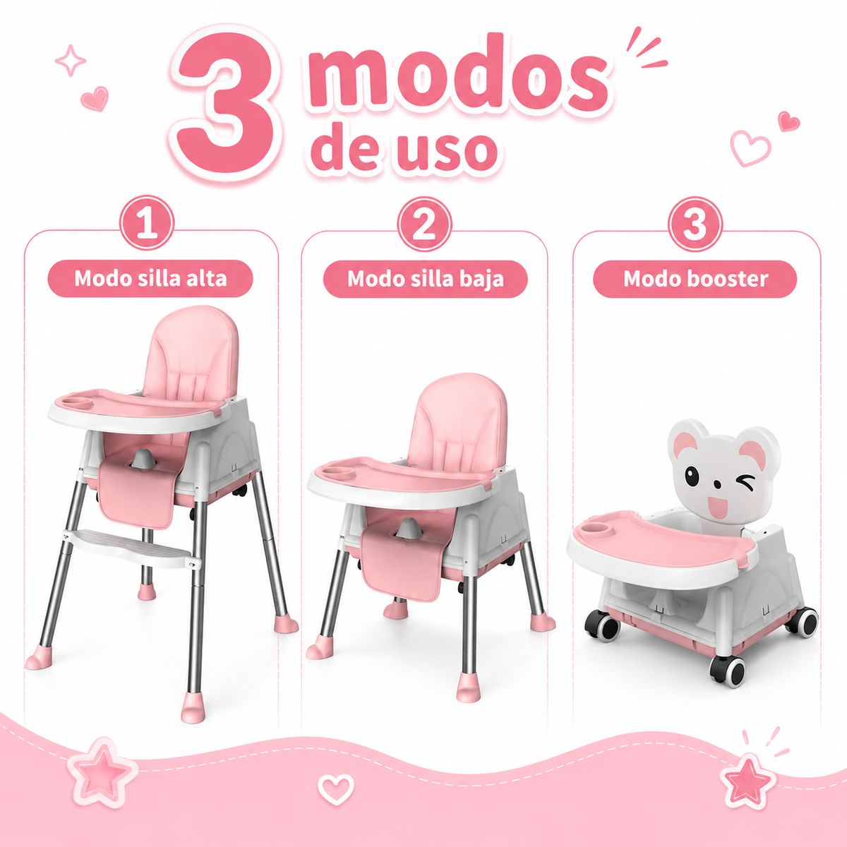 DOPA - Silla De Comer Asiento Plegable Para Niños 4 En 1