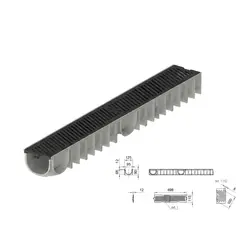 ACO - CANAL EASYLINE 100 HDPE GRIS H90 L1000MM CON REJA FUNDICION PASARELA B125
