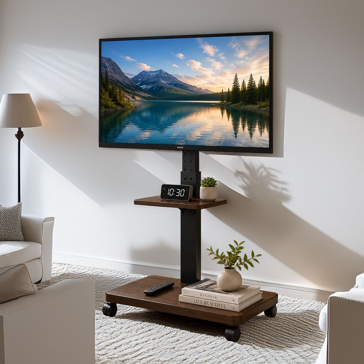 GENERICO - Soporte Tv Móvil Con Ruedas 32 A 75 Base Pedestal negro