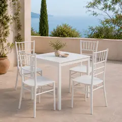 NOVAHUS - Pack 4 Sillas Plásticas Chiavari Blanca Terraza