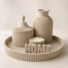 PRINTS PATRO - Set Decorativo Nórdico Blanco Florero Bandeja y Portavela