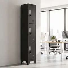 IGPRO - Locker 1 Cuerpo 3 Casilleros 180x30x45cm Negro